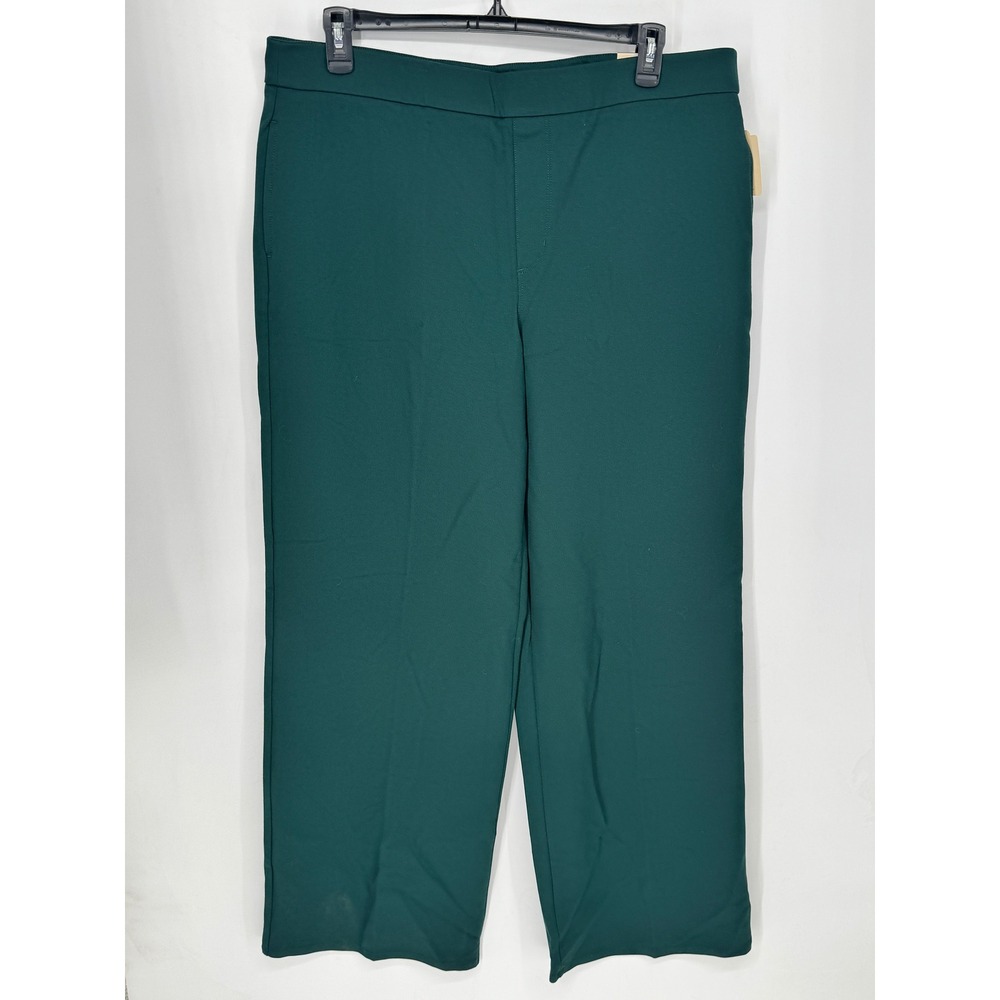 St John's Bay Wide Leg Pants Women XXL Green New High Rise Tummy Control Trouser